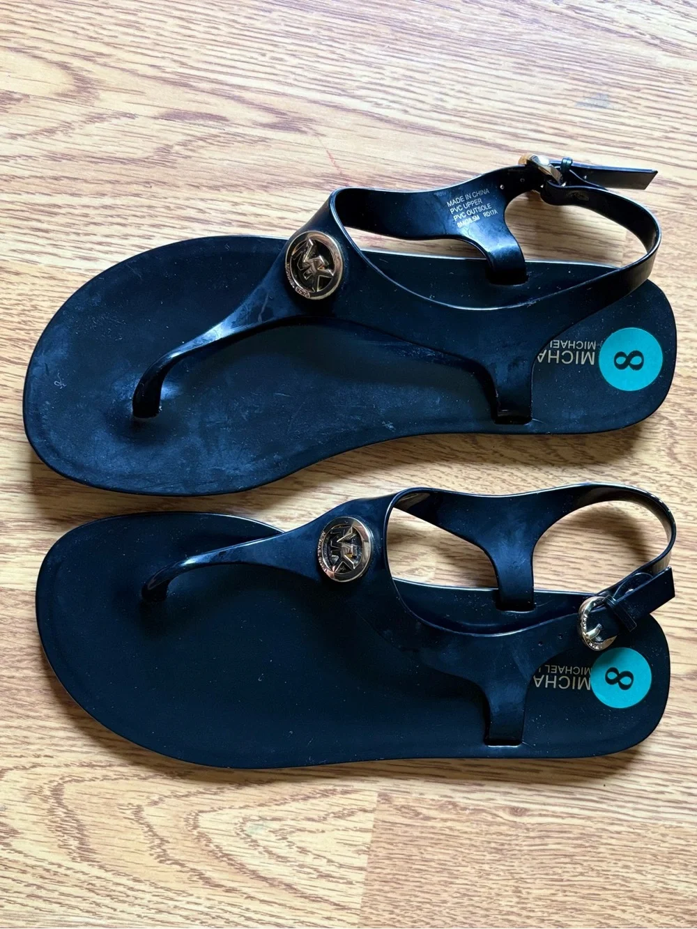 Michael Kors Black Jelly Sandals Beach Summer Vacation Casual Sz 8